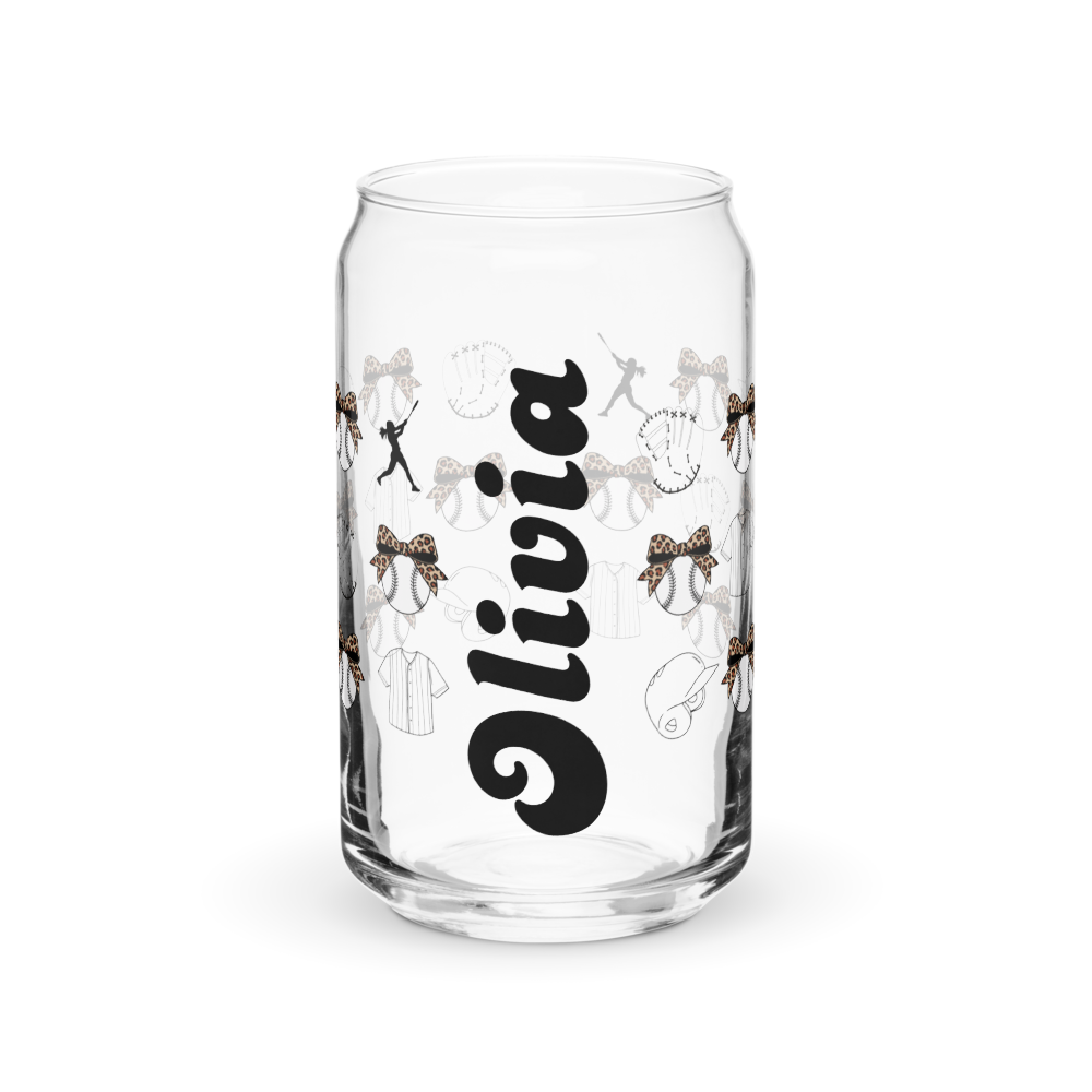 *Personalized* Softball Can-shaped glass