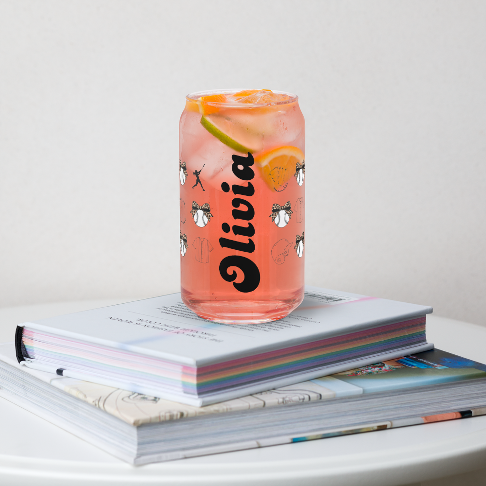 *Personalized* Softball Can-shaped glass