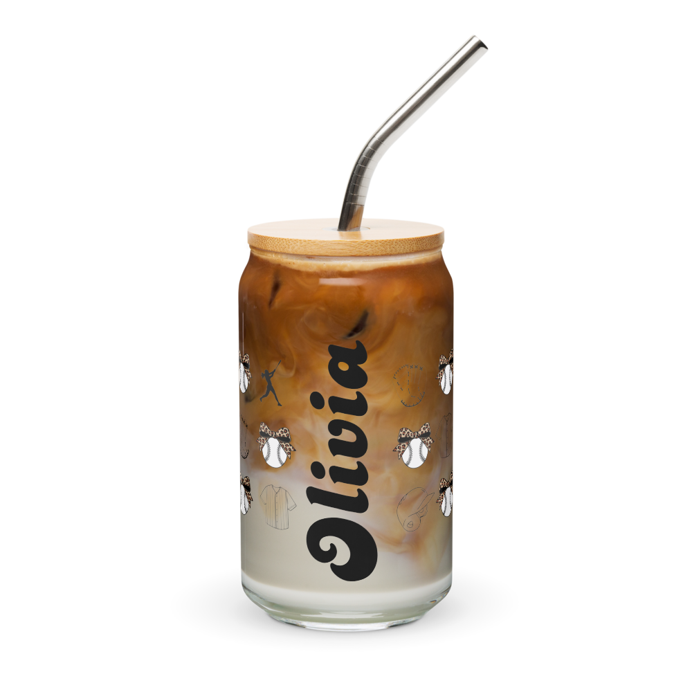 *Personalized* Softball Can-shaped glass