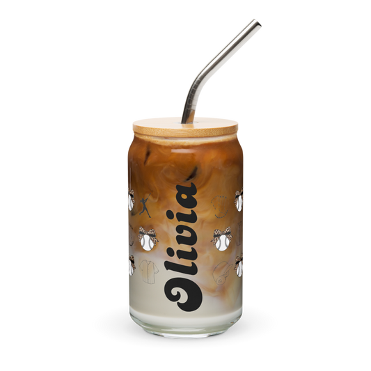 *Personalized* Softball Can-shaped glass